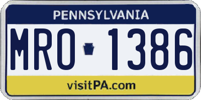 PA license plate MRO1386