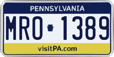 PA license plate MRO1389