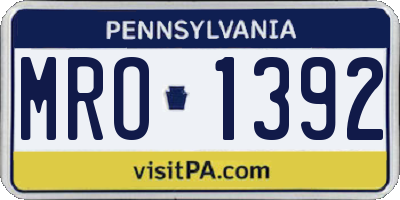 PA license plate MRO1392