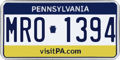 PA license plate MRO1394