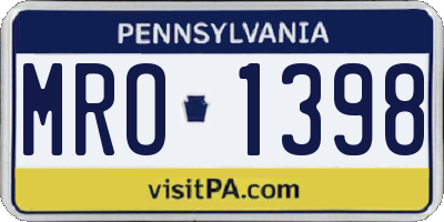 PA license plate MRO1398