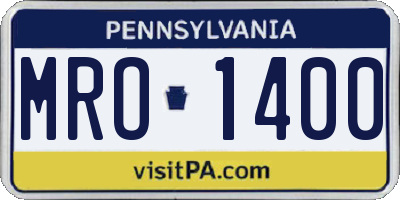 PA license plate MRO1400