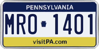 PA license plate MRO1401