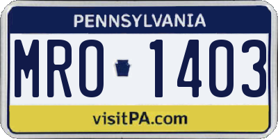 PA license plate MRO1403