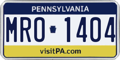 PA license plate MRO1404