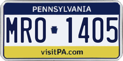 PA license plate MRO1405