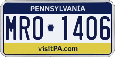 PA license plate MRO1406