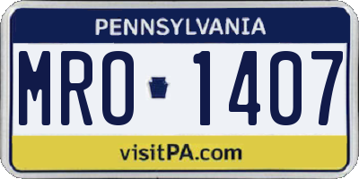 PA license plate MRO1407