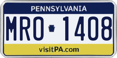PA license plate MRO1408