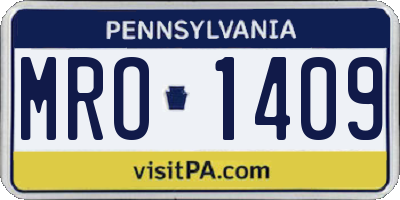 PA license plate MRO1409