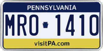 PA license plate MRO1410