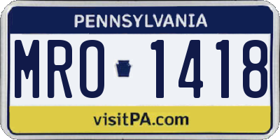 PA license plate MRO1418