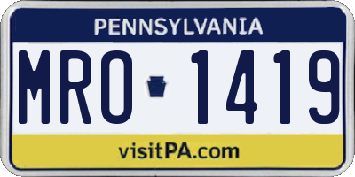 PA license plate MRO1419