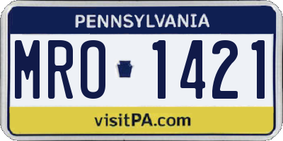 PA license plate MRO1421