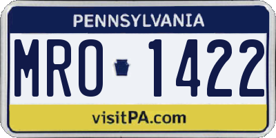PA license plate MRO1422