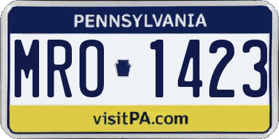 PA license plate MRO1423