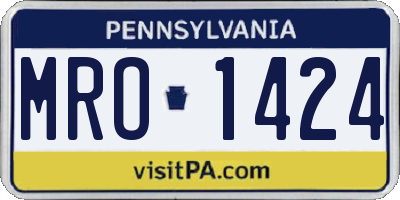 PA license plate MRO1424