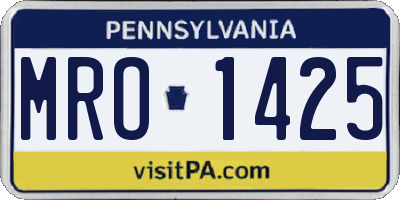 PA license plate MRO1425