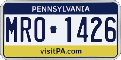 PA license plate MRO1426