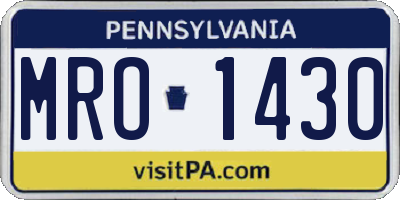 PA license plate MRO1430