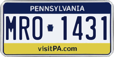 PA license plate MRO1431