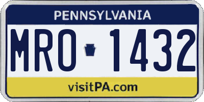 PA license plate MRO1432