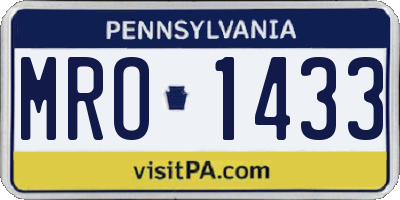 PA license plate MRO1433