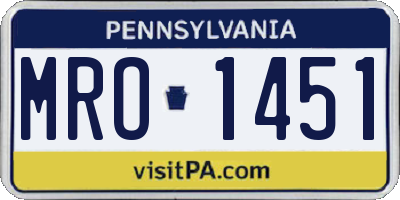 PA license plate MRO1451