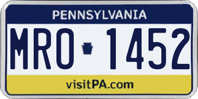 PA license plate MRO1452
