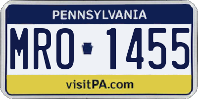 PA license plate MRO1455