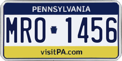PA license plate MRO1456
