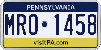 PA license plate MRO1458