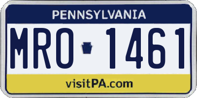 PA license plate MRO1461