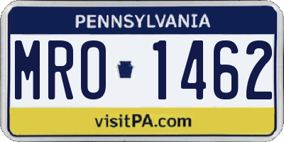 PA license plate MRO1462