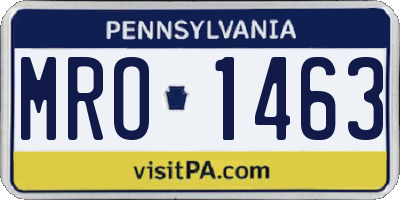 PA license plate MRO1463