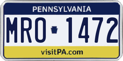 PA license plate MRO1472