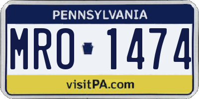 PA license plate MRO1474