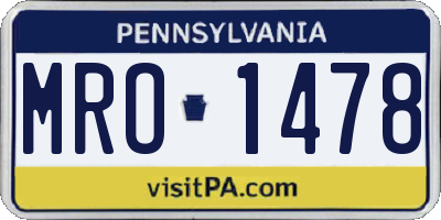 PA license plate MRO1478