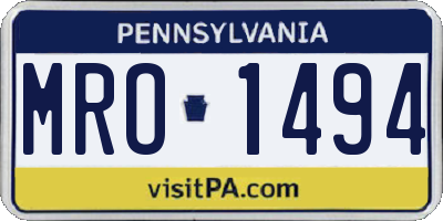 PA license plate MRO1494