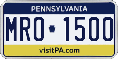PA license plate MRO1500