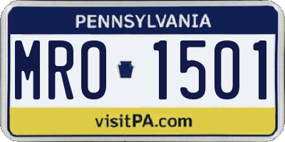 PA license plate MRO1501