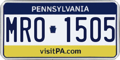 PA license plate MRO1505