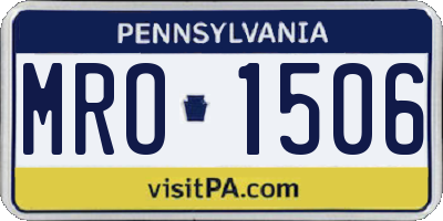 PA license plate MRO1506