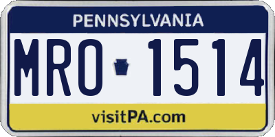 PA license plate MRO1514