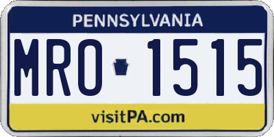 PA license plate MRO1515