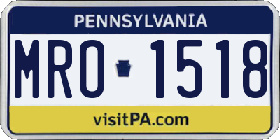 PA license plate MRO1518