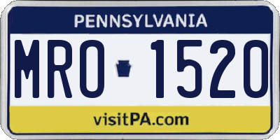 PA license plate MRO1520