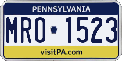 PA license plate MRO1523