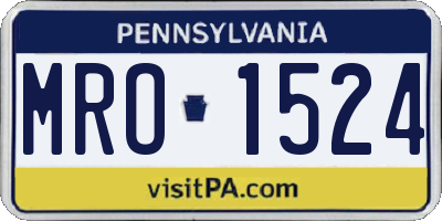 PA license plate MRO1524