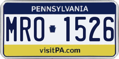 PA license plate MRO1526